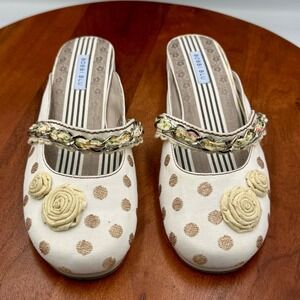 Bobbi Blu Rowley Slip On Mules White Polka Dot Womens Size 10 Kidcore Feminine